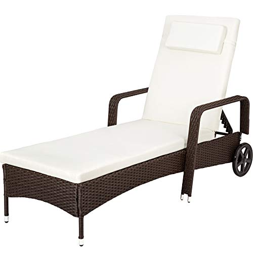 TecTake, TecTake Rattan day bed sun canopy lounger recliner garden furniture patio terrace (Multi)