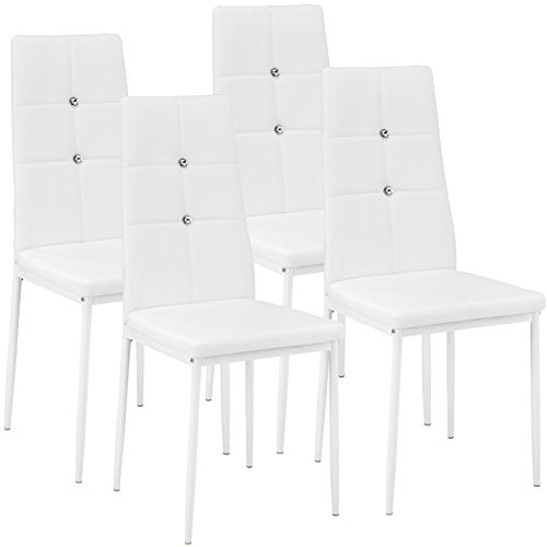 TecTake, TecTake Set of 4 Dining Chairs 40x42x97cm | - different colours and quantities - (4x white | no. 402547)