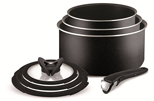 Tefal, Tefal Ingenio Essential Non-stick Saucepan Set, 7 Pieces - Black