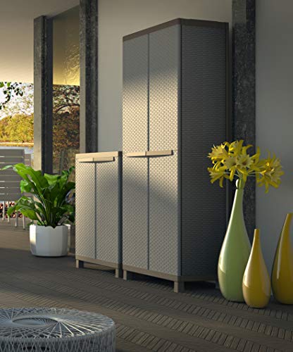 Terry, Terry, C-Rattan 3680, 2 Door Closet with Vertical Divider and 3 Shelves. Color: Gray, Material: Plastic, Dimensions: 68x39x170 cm