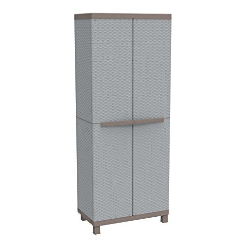 Terry, Terry, C-Rattan 3680, 2 Door Closet with Vertical Divider and 3 Shelves. Color: Gray, Material: Plastic, Dimensions: 68x39x170 cm