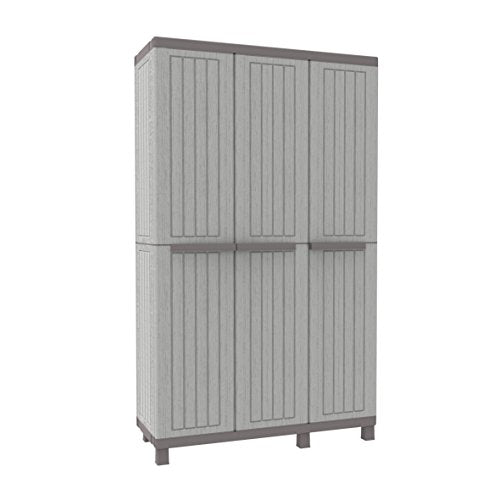 Terry, Terry C-Wood 1102720 - Tall Cabinet in 3-Door Plastic, Gray / Taupe, 102 x 39 x 170 cm