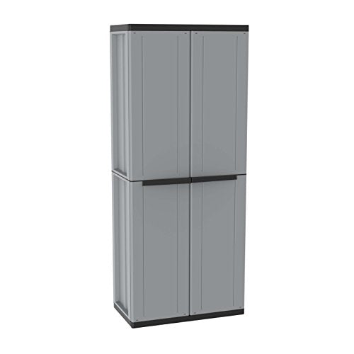 Terry, Terry, Jline 368, 2 Door Cabinet with 1 Internal Shelving and 4 Shelves. Color: Gray, Material: Plastic, Dimensions: 68x37.5x163.5 cm