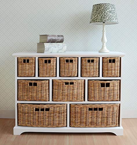 Tetbury, Tetbury Wide Storage Chest of drawers with Wicker Baskets. Very solid basket storage unit. Generously sized. FULLY ASSEMBLED
