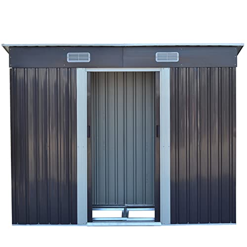 The Fellie, The Fellie Metal Garden Shed for Tools Kit Storage, Waterproof and Rust-Proof Outdoor Building Garden Shed Outdoor Storage Pent, 4x8ft