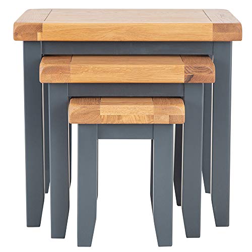 The Furniture Outlet, The Furniture Outlet Hampshire Blue Painted Oak Nest of 3 Tables