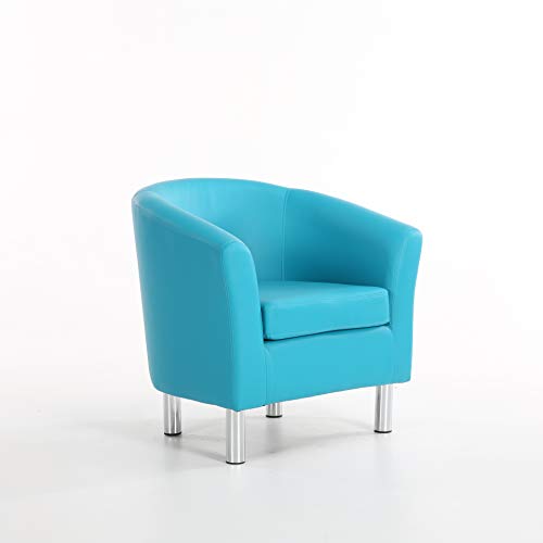 The Home Garden Store, The Home Garden Store Camden Leather Tub Chair Armchair Dining Living Room Office Reception Hotel (Aqua Blue)
