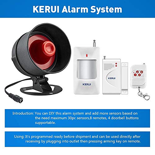 KERUI, The Newest KERUI Standalone Home Shop Security Alarm Garage Alarm,Shed Alarm System Kit,Wireless Weatherproof Siren Horn