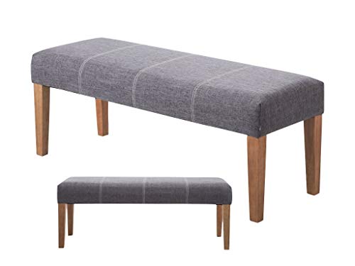 The One, The One Zanza Upholstered Grey Bench - Grey Fabric Seat Bench - Chaise Longue - Dining Room -Living Room - Hallway - Bedroom Furniture