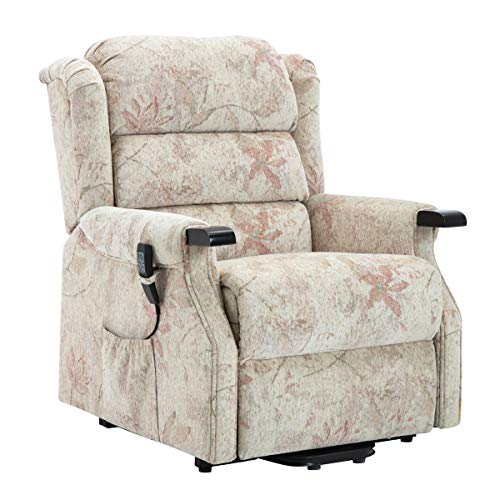 Elite Care, The Queensbury dual motor riser recliner rise and recline chair in bouquet beige fabric with USB charging port