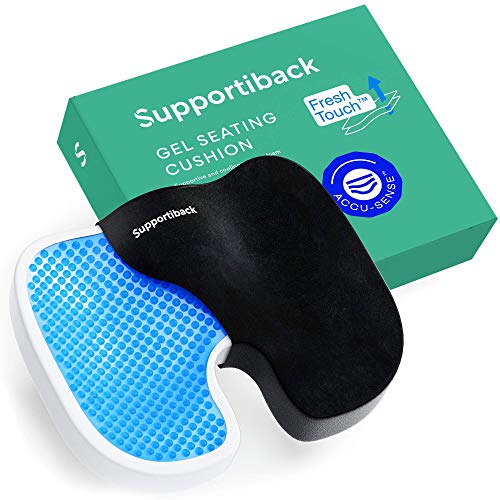 Supportiback, The Winner 2020* Premium Coccyx Cushion with CoolGel® - Orthopedic Seat Cushion for Car/Office/Home - Sciatica, Tailbone & Back Pain Relief - Doctor Designed/CertiPUR Certified