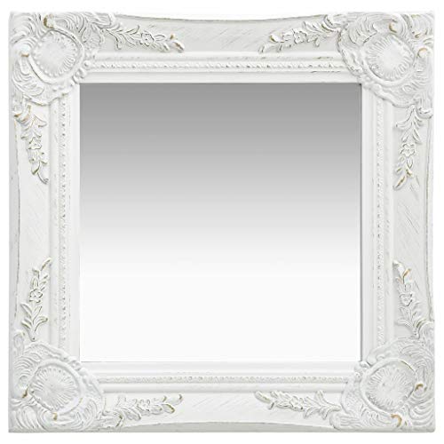 Tidyard, Tidyard Wall Mirror Baroque Style vanity mirror antique 40x40 cm White