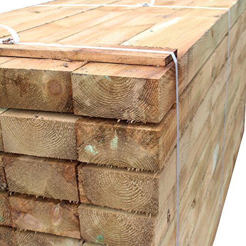 Suregreen, Timber Sleepers 20 Pack of 2.4m Tanalised Treated Softwood Railway Sleepers 200 x 100mm Thick