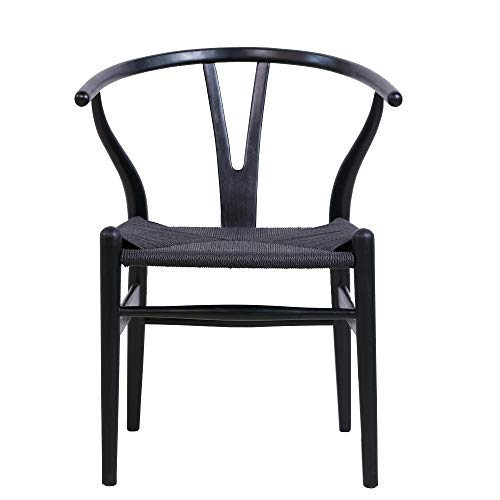 Tomile, Tomile Wishbone Chair Y Chair Solid Wood Dining Chairs Rattan Armchair Natural (ash wood black)