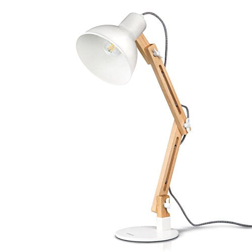 tomons, Tomons Wood Swing Arm Desk Lamp, Designer Table Lamp, Reading Lights, Study Lamp, Work Lamp, Office Lamp, Bedside Nightstand Lamp - White