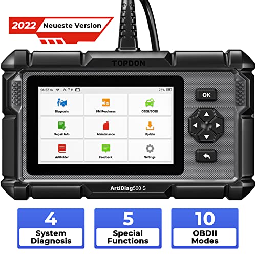 Topdon, Topdon OBD2 Code Reader ArtiDiag500S, DIagnostic Scanner Engine/Transmission/ABS/Airbag Car Diagnostic Tool, 5 Reset