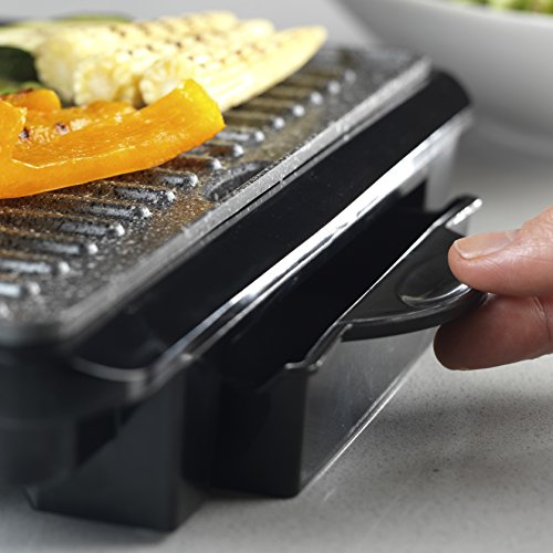 Tower, Tower 4-Portion Stainless Steel and Ceramic Health Grill and Griddle with Cerastone Coated Non-Stick Plates, 1000 W, Black