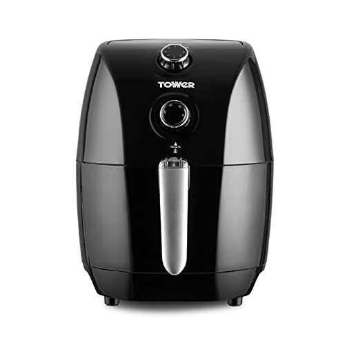 Tower, Tower T17025 Vortx Compact Air Fryer with Rapid Air Circulation, 30-Minute Timer, 1.5 Litre, 900W, Black