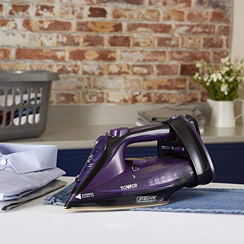Tower, Tower T22008 CeraGlide 2-in-1 Cord or Cordless Steam Iron with Non-Stick Ceramic Soleplate, 160g Steam Boost, Anti Drip, Anti Scale