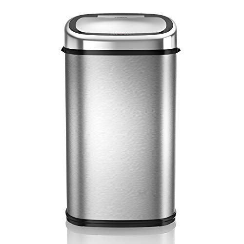 Tower, Tower T80901 Stainless Steel Sensor Bin with Automatic Soft-Close, Manual Override, 58L, Silver