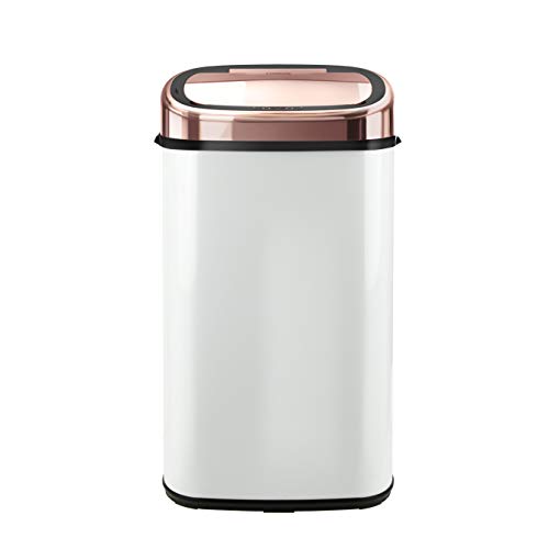 Tower, Tower T80904RW Kitchen Bin Sensor Lid, Touchless for Hygienic Waste Disposal, Infrared Technology, 58 Litre, White and Rose Gold