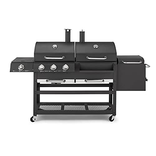 Tower, Tower T978507 Ignite Multi XL Grill BBQ with Gas/Charcoal/Smoker/Side Burner, Black