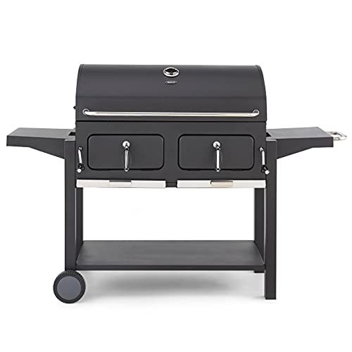 Tower, Tower T978510 Ignite Duo XL BBQ Grill with Adjustable Charcoal Grill and Temperature Gauge, Black