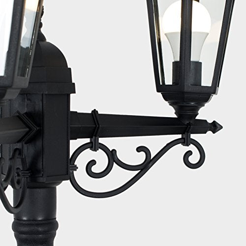 MiniSun, Traditional Victorian Style 2.2m Black 3 Way IP44 Outdoor Garden Lamp Post Light