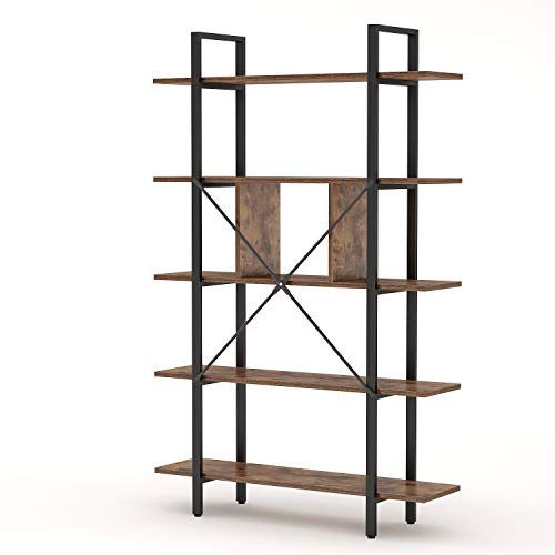 Tribesigns, Tribesigns Bookshelf Bookcase Storage Rack Standing Shelf Industrial Stable Bookcase with Iron Tube Frame for Home, Living Room