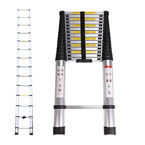 Trintion, Trintion 20.3Ft/6.2M Telescopic Ladder Portable Aluminium Extension Ladders Multi Purpose Folding Extendable 15 Step Loft Ladder Capacity