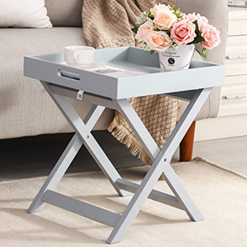 Trintion, Trintion Garden Side Table 40 * 40 * 43.5cm Wooden Folding Butler Tray Tray Tables Portable Butler Breakfast Dinner Serving Tray Table