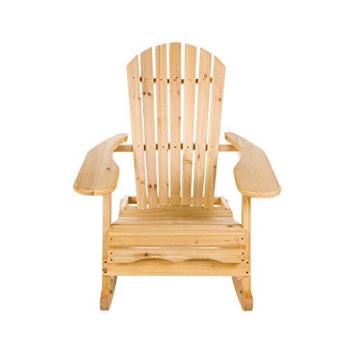 Trueshopping, Trueshopping Adirondack Bowland Rocking Chair Armchair for Garden or Patio in natural solid wood Comfortable curved backrest Perfect for Outdoor or Indoor use