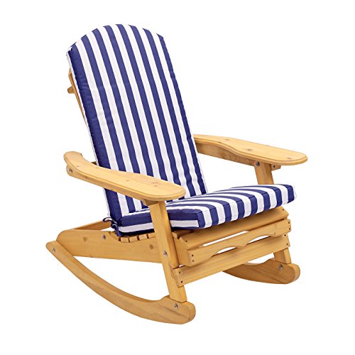 Trueshopping, Trueshopping Adirondack Bowland Rocking Chair Armchair for Garden or Patio in natural solid wood Comfortable curved backrest Perfect for Outdoor or Indoor use