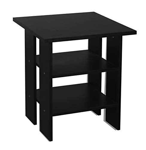 URBNLIVING, URBNLIVING 2 Tier Wooden Modern Side End Table (Black)