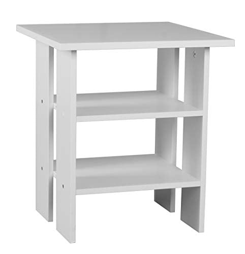 URBNLIVING, URBNLIVING 3 Tier Black Wooden Modern Side End Table (White)
