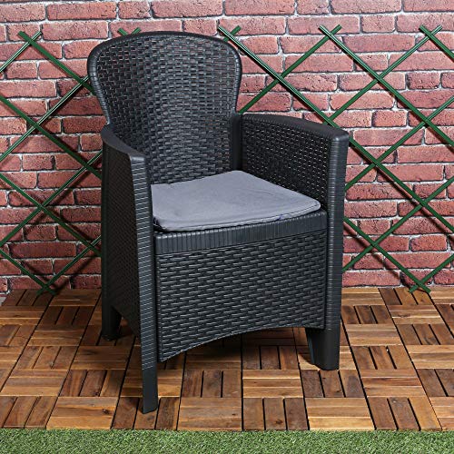 URBNLIVING, URBNLIVING 3pc Outdoor Garden Furniture Cushioned Black Rattan Table Chair Bistro Conversation Set