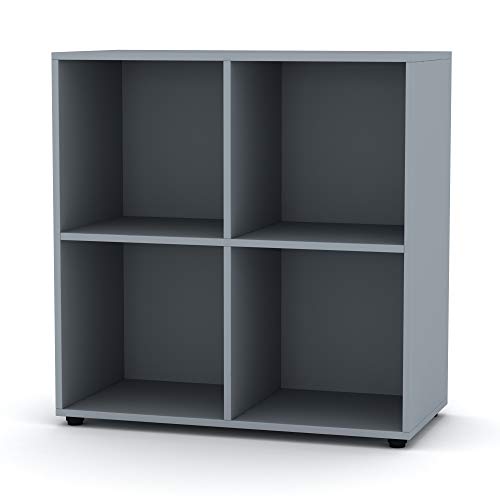 URBNLIVING, URBNLIVING Wooden Grey Cube Bookcase Shelving Display Shelves Storage Units Wood Shelf Door (Grey Bookcase Without Door, 4 Cube)