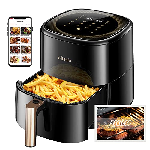 Ultenic, Ultenic K10 Smart Air Fryer Works with Alexa & Google Assistant,XL 5L Digital Touchscreen Oil-free Air fryer Oven with 11 Presets & Keep