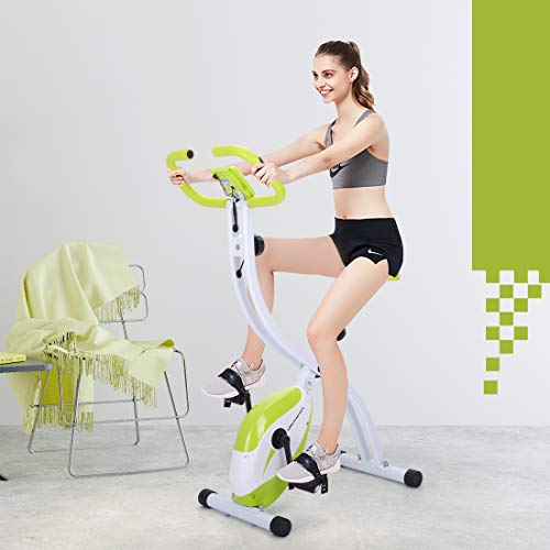 Ultrasport, Ultrasport F-Bike Home Trainer 150 with Hand Pulse Sensors, Exercise Bike with Training Computer and Hand Pulse Sensors, Collapsible, Green
