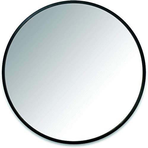 Umbra, Umbra Hub 24” Round Wall Mirror With Rubber Frame, Modern Room Decor for Entryways, Washrooms, Living Rooms and More, Black