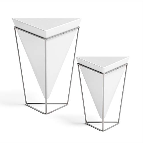 Umbra, Umbra Trigg Tabletop Planter & Geometric Storage Vessel, Great for Displaying Small Plants, Pens and Pencils, Makeup Accessories and More (Set of 2)