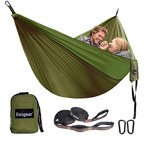 Unigear, Unigear Camping Hammock 320 x 200cm for 2 Person, Portable Lightweight Parachute Nylon Double Hammock with Straps for Backpacking, Camping, Travel, Beach, Garden