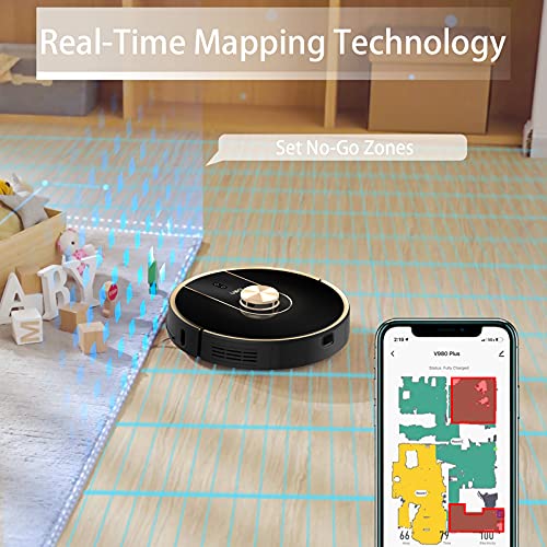 UONI, Uoni V980Plus Robot Vacuum with Self-Emptying Dustbin, Lidar Navigation Robotic Vacuums Multi-Floor Mapping 2700Pa Strong