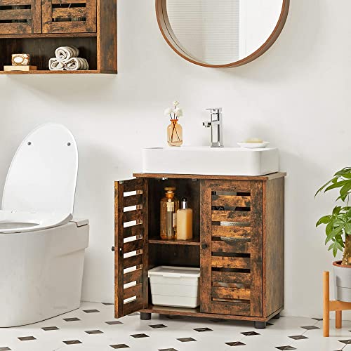 VASAGLE, VASAGLE Bathroom Under Sink Cabinet, Bathroom Floor Cabinet, Storage Cupboard, 60 x 30 x 60 cm, with 2 Louvred Doors, Adjustable