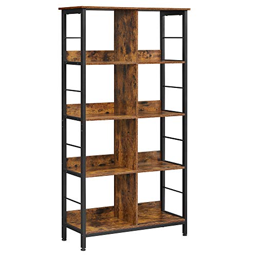 VASAGLE, VASAGLE Bookcase, Bookshelf, Ladder Shelf 4-Tier, Display Storage Rack Shelf, for Office, Living Room, Bedroom, 80 x 33 x 149 cm, Industrial