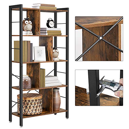 VASAGLE, VASAGLE Bookshelf, Industrial Bookcase, Floor Standing Bookcase, Large 4-Tier Storage Rack in Living Room Office Study, Simple Assembly