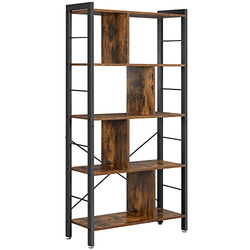 VASAGLE, VASAGLE Bookshelf, Industrial Bookcase, Floor Standing Bookcase, Large 4-Tier Storage Rack in Living Room Office Study, Simple Assembly