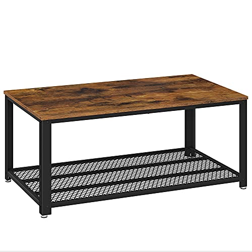 VASAGLE, VASAGLE Coffee Table, Cocktail Table, Easy to Assemble, Industrial Side Table, Bedroom, with Metal Frame, with Storage Shelf, for Living Room