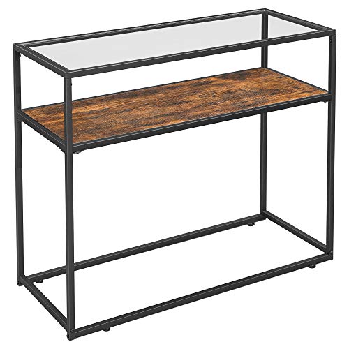 VASAGLE, VASAGLE Console Table, Entrance Console, Tempered Glass Top, Robust Steel Frame, Easy Assembly, for Living Room Hallway, Industrial Style
