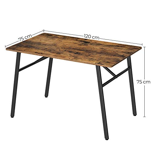 VASAGLE, VASAGLE Dining Table for 4 People, Kitchen Table, 120 x 75 x 75 cm, for Dining Room, Kitchen, Sturdy Metal Frame, Industrial Style